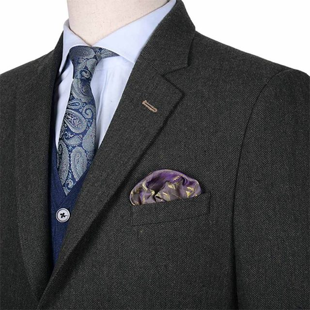GREEN TWEED HERRINGBONE TAILORED FIT JACKET (8)