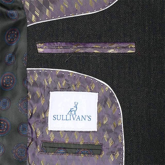 GREEN TWEED HERRINGBONE TAILORED FIT JACKET (9)