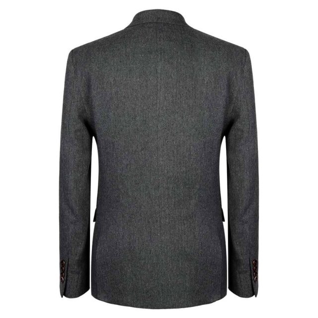 GREY TWEED HERRINGBONE TAILORED FIT JACKET (3)