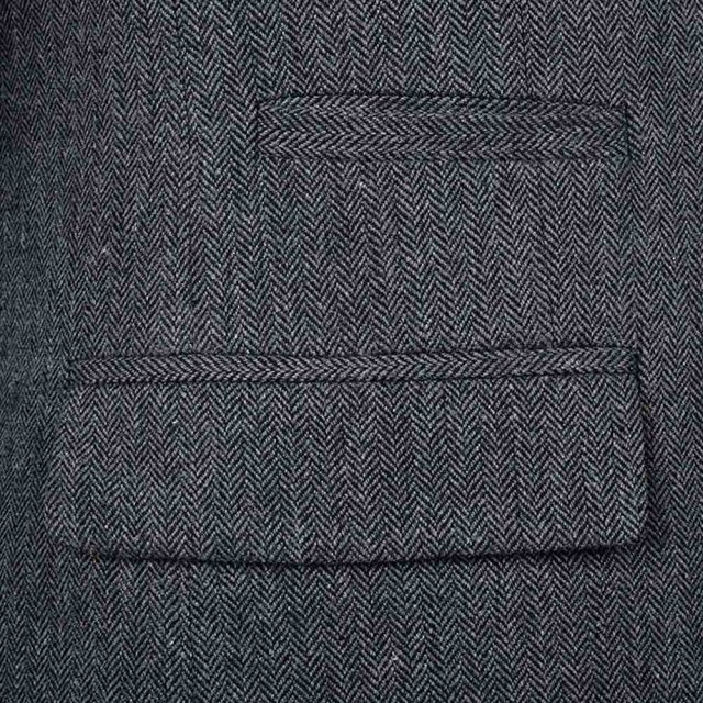 GREY TWEED HERRINGBONE TAILORED FIT JACKET (5)