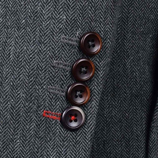 GREY TWEED HERRINGBONE TAILORED FIT JACKET (6)