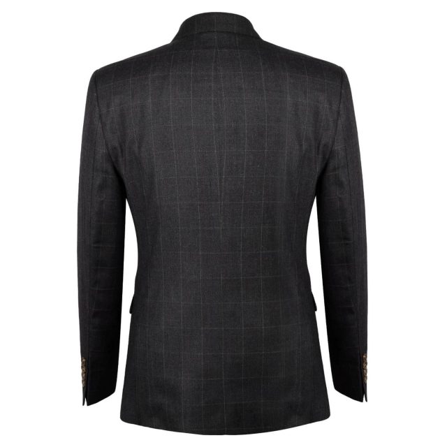 GREY TWEED LARGE CHECK TAILORED FIT JACKET (3)