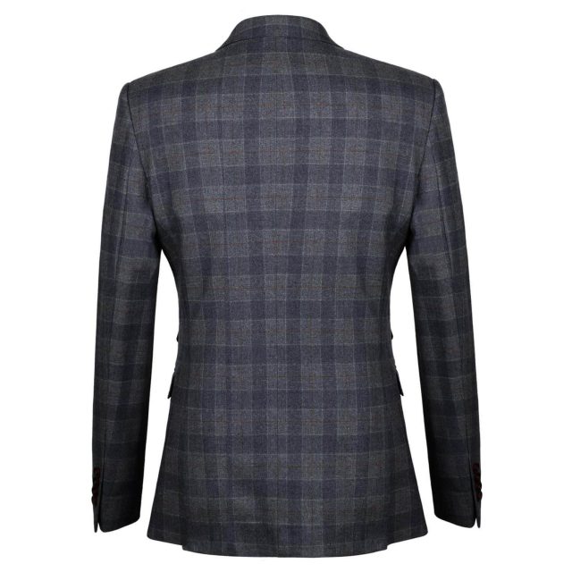GREY TWEED LARGE CHECK TAILORED FIT JACKET (3)