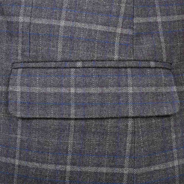 GREY TWEED LARGE CHECK TAILORED FIT JACKET (5)