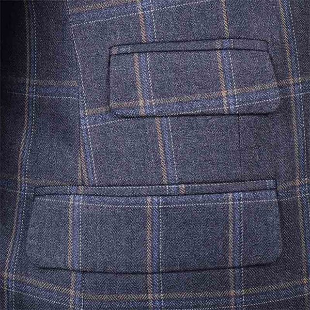 GREY TWEED LARGE CHECK TAILORED FIT JACKET (5)