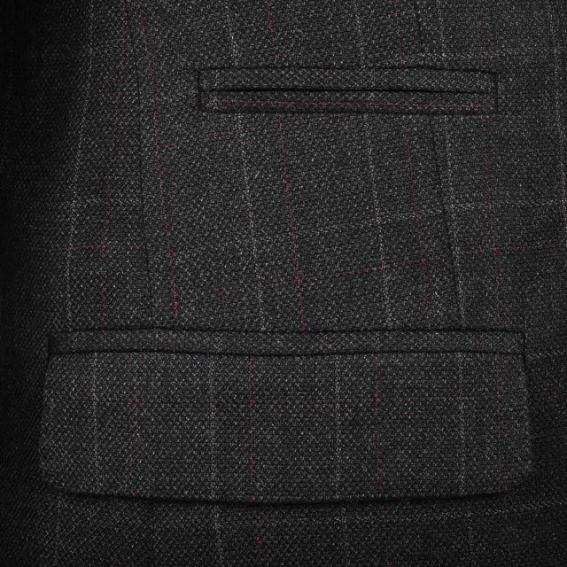 GREY TWEED LARGE CHECK TAILORED FIT JACKET (5)