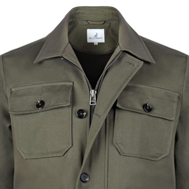 GREEN COTTON WATER REPELLENT PLAIN REGULAR FIT CASUAL JACKET (2)