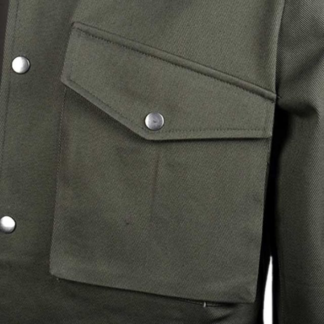 GREEN COTTON WATER REPELLENT PLAIN REGULAR FIT CASUAL JACKET (4)